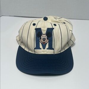 Vintage Disney Mickey Mouse Striped Kids Hat - Cream and Navy